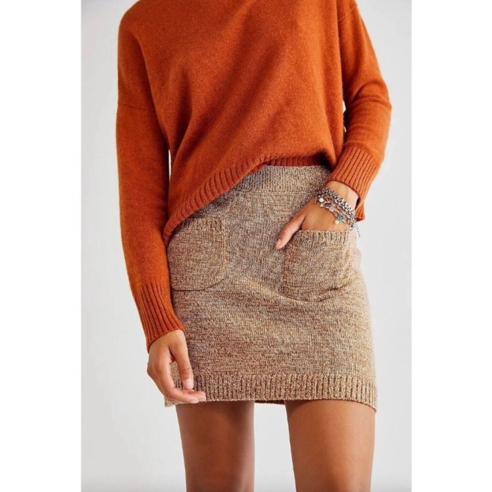 WE THE FREE CHESTNUT COMBO WOOL BLEND KNIT MINI SKIRT • VARIOUS SIZES • NWT